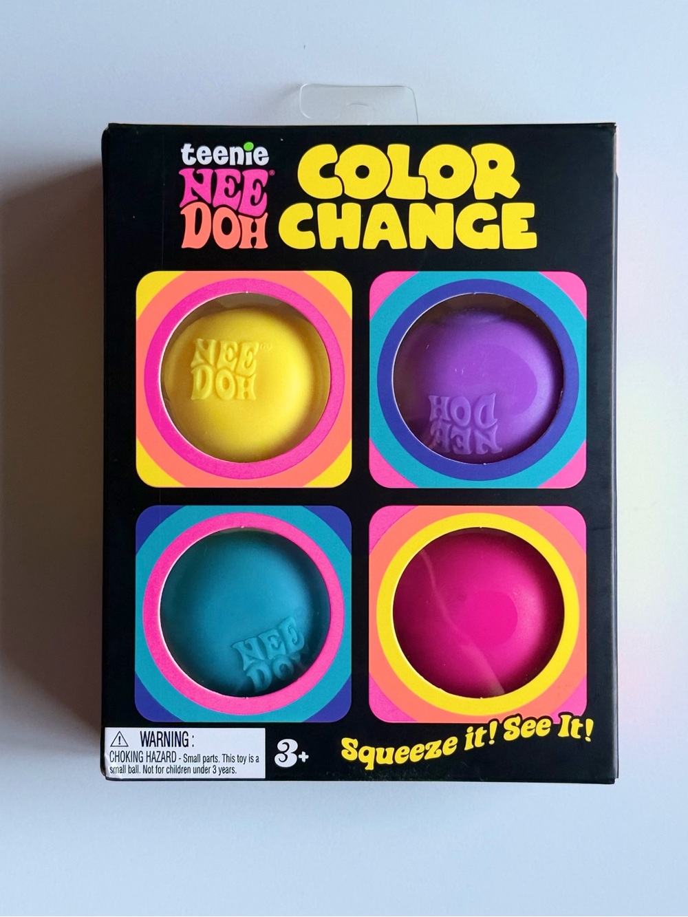 Schylling Teenie NeeDoh Color Change 4-Pack Sensory Squeeze Fidget Toy NEW